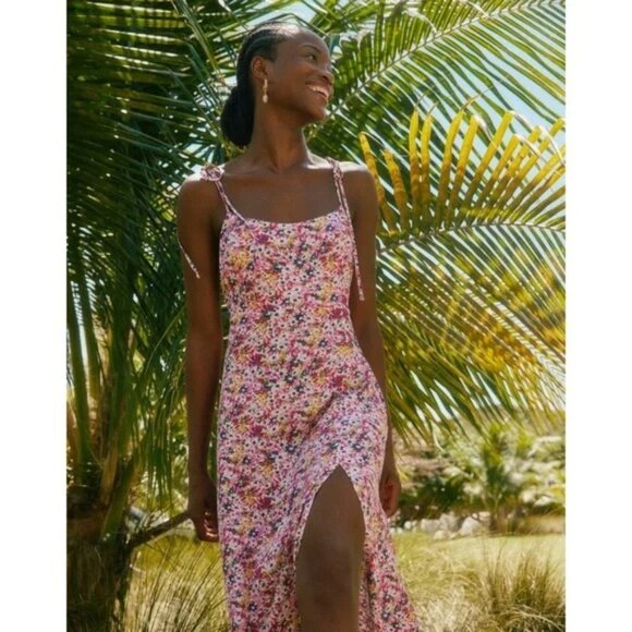 J. Crew Collection Kauai Tie Shoulder Midi Dress in Floral Size 4 - Picture 1 of 4